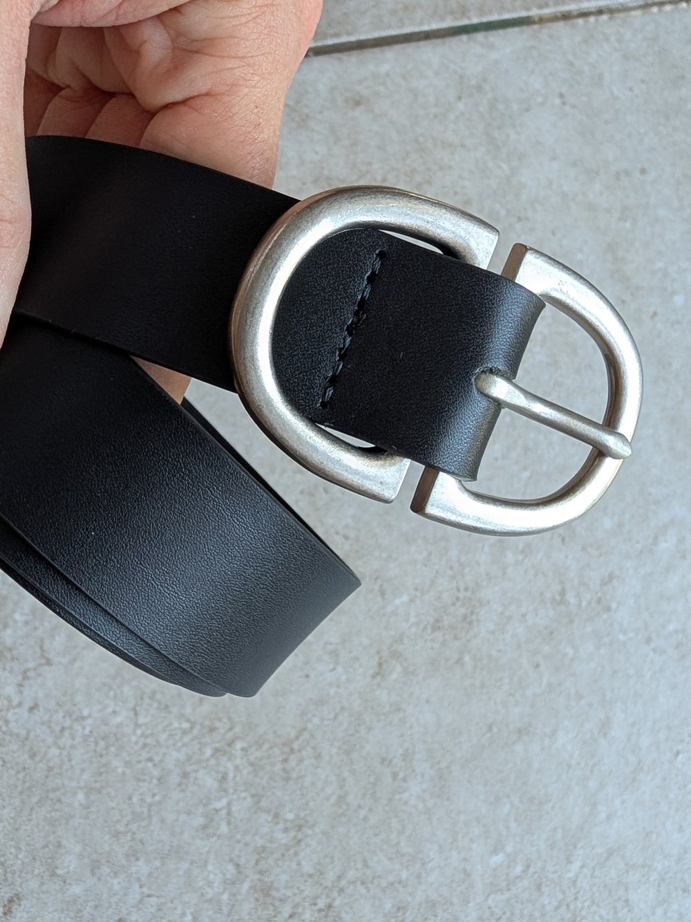 Black Genuine Leather Belt Silver Buckle Size S Melrose and Market